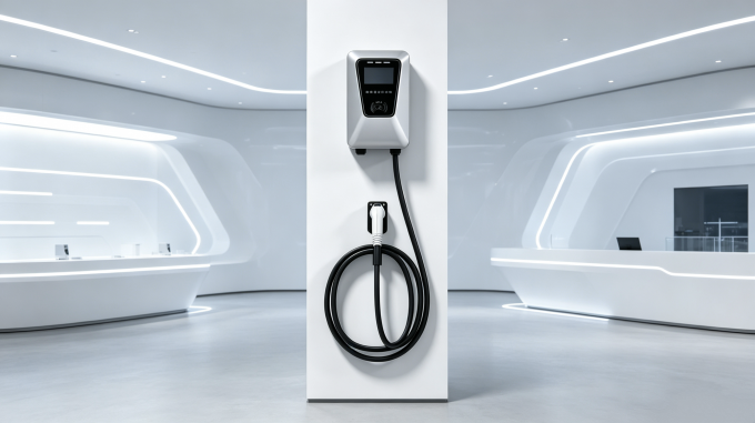 32A 7KW Silver Wall-Mounted EV Charger with Type 2 Connector