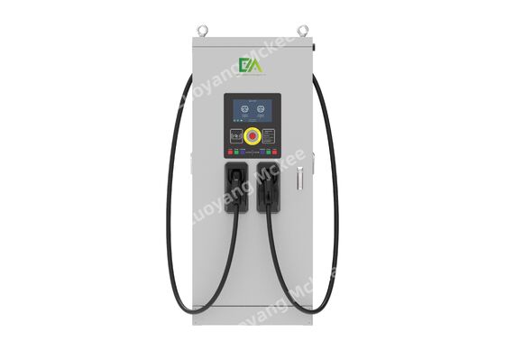 80KW Outdoor DC Fast Charger for Electric Vehicles, featuring dual charging guns, OCPP1.6J protocol, and three-phase power supply.