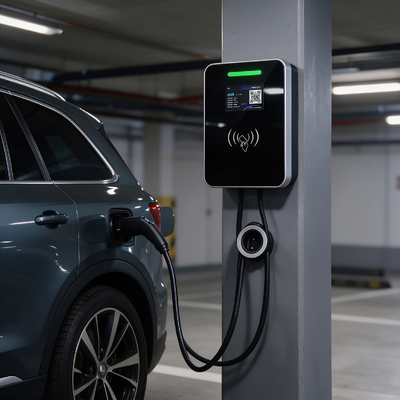 Good price US Type1 EV Charger Square Glass Wall And Column Mount AC Charging Station 7.6kW 32A 85V 265V IP54 5.64 Inch LCD Display For Home Light Commercial Charging online