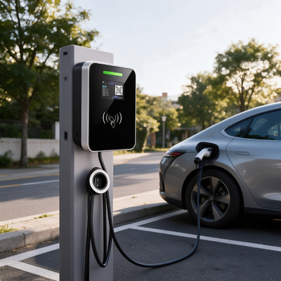 Good price Residential Light Commercial EV Charging Station Square Glass US Type1 AC Charger Wall Column Mount 9.6kW 40A 85V 265V IP54 5.64 Inch LCD Screen online