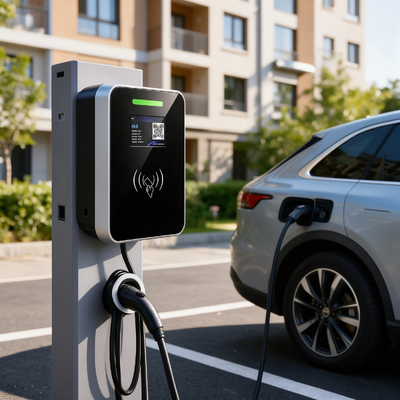 Good price Wall Column Mount Square Glass AC EV Charger US Type1 11.5kW 48A 85V 265V IP54 5.64 Inch LCD Display Multi Scene Residential Light Commercial Charging Station online