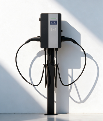 Mckee 22kW 44kW Column Standing AC EV Charger Sheet Metal Housing Dual Gun IP54