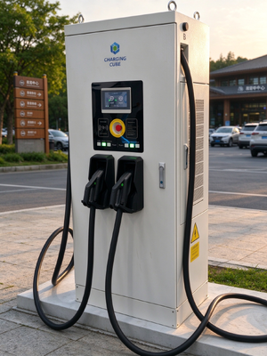240kW Dual Gun DC EV Charger with CCS1 CCS2 CHAdeMO GB/T Connectors, Commercial DC Fast Charging Station for High Traffic Sites
