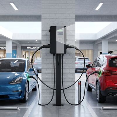22kW Dual Gun AC EV Charger 32A Commercial Parking Charging Station RFID QR Code Billing Machine