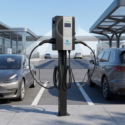44kW Dual Gun AC EV Charger 64A Floor Standing Charging Post Fleet Highway Service Area Station